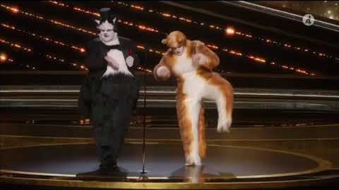 James Corden and Rebel Wilson mock own movie ‘Cats’ during Oscars speech
