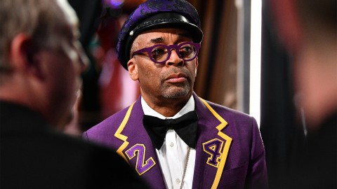 Spike Lee drinks champagne in the street to celebrate Biden election victory