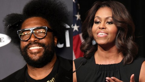 Michelle Obama presents award to The Weeknd at The BRITs