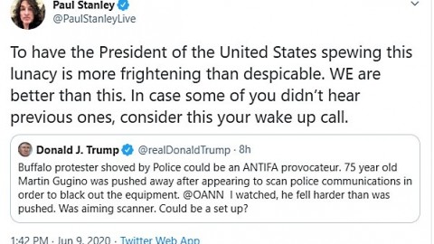 PAUL STANLEY Blasts DONALD TRUMP For Suggesting 75-Year-Old Pushed Over By Police Was ‘Antifa Set-Up’