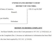 JON SCHAFFER’s Attorneys File Motion To Dismiss Charges Against Him, Cite Right To A Speedy Trial