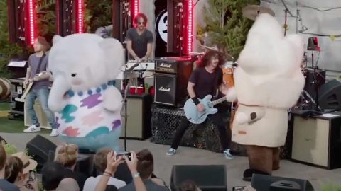 Watch adorable mascots rock out onstage during Foo Fighters set