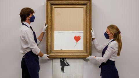 A shredded Banksy artwork sells for £16million at auction