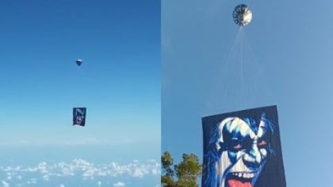 GENE SIMMONS ‘Tribute Balloon’ Filmed From Cockpit Of Jet In Brazil 20,000 Feet Up In The Air