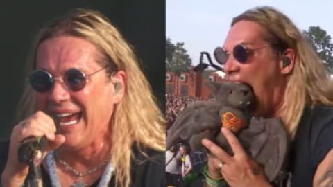 Watch: STEEL PANTHER’s ‘OZZY OSBOURNE’ Bites Head Off ‘Bat’ At France’s HELLFEST
